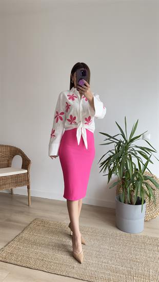 Pembe Midi Boy Etek