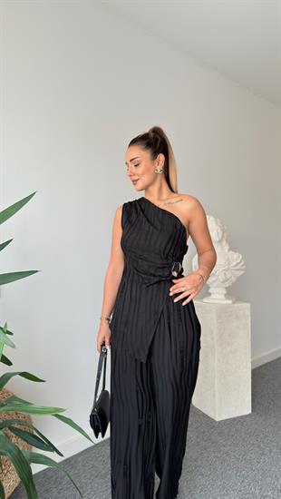 Kolsuz Usez Siyah Bluz Pantolon Takım
