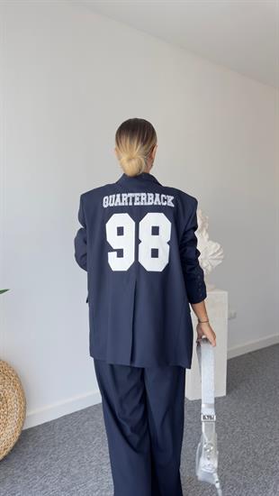 98 Yazılı Lacivert Blazer Ceket