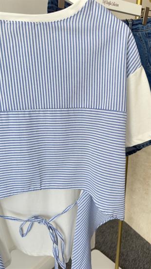 Sırtı Poplin Bağlamalı Beyaz Tshirt