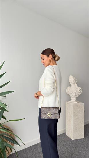 Massi Gold Düğmeli Ekru Hırka 