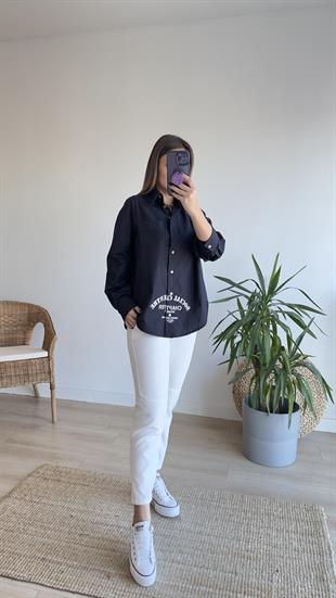 Marka Model Yazı Detaylı Gömlek