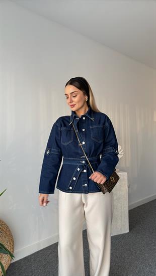 Gray Marka Model Aksesuarlı Kot Ceket