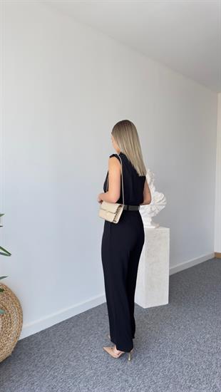 Kolsuz Apoletli Siyah Tulum