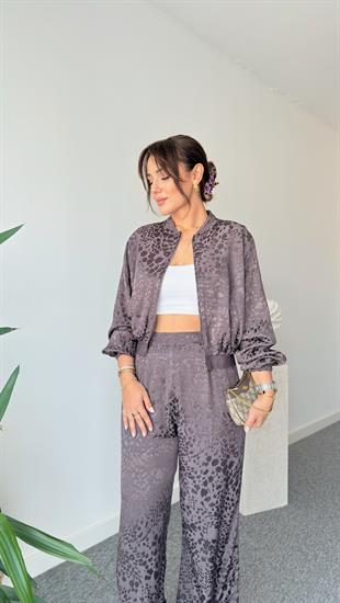 Kahve Malin Benekli Bomber Ceket