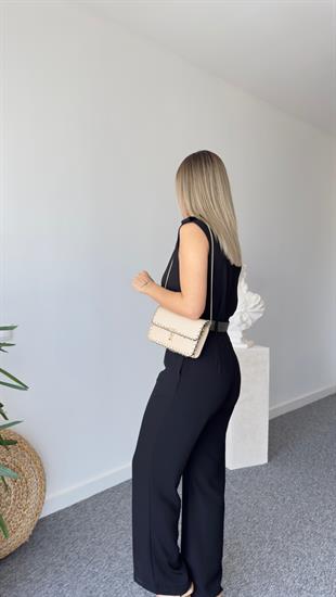 Kolsuz Apoletli Siyah Tulum