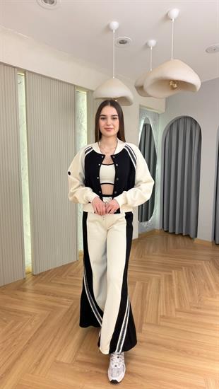 Siyah Corisco Şerit Detaylı Üçlü Takım