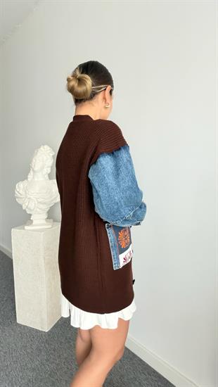 Kahve Liesta Kot Garnili Hırka