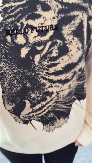 Cristo Kaplan Baskılı Bej Sweatshirt