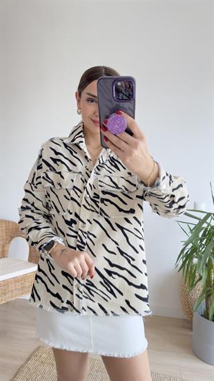 Viva Sırtı İşlemeli Zebra Desenli Ceket
