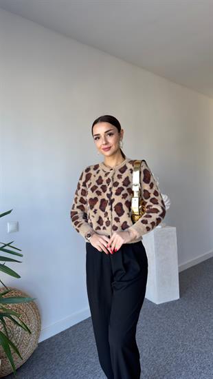 Zra Model Soft Doku Leopar Desen Hırka