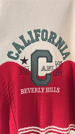 California İşlemeli Çift Renk Hırka