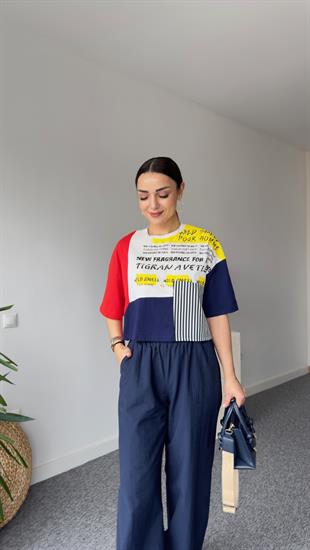 Rance Yazı Detaylı Renkli Tshirt 