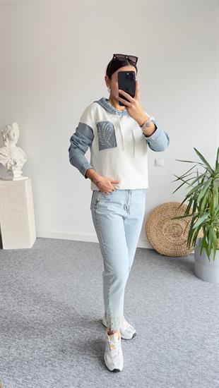 Pier Taş Ve Kot Detaylı Sweatshirt