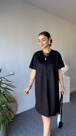 Siyah Süet Basic Elbise