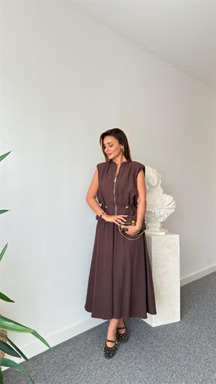 Kahve Quen Taş Detaylı Tensel Etekli Takım