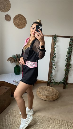 Minnie Mouse Detaylı Pembe Hırka