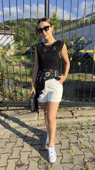 Marka Model Siyah Dantel Bluz 