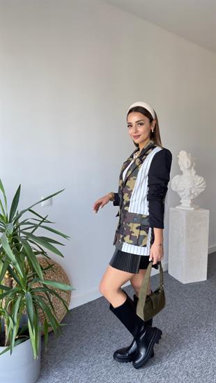 Kamuflaj Detay Tasarım Blazer Ceket