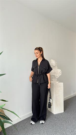 Siyah Resa Gold Fermuarlı Tensel Takım