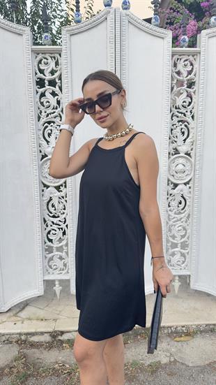 Plun Siyah Halter Yaka Elbise 