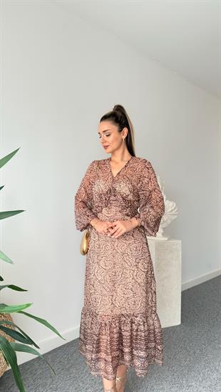 Fırfırlı Desenli Zra Model Elbise 