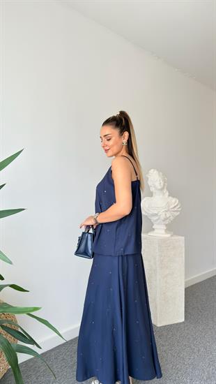 Laci Kuşgözü Detaylı Etekli Bluz Takım