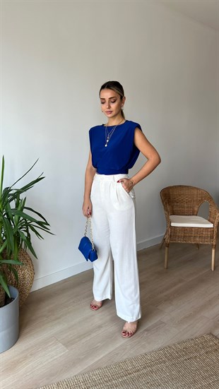 Network Model Sırtı Zincir Detaylı Mavi Bluz