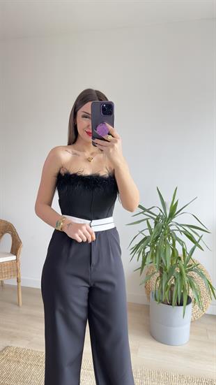 Siyah Otriş Detaylı Büstiyer