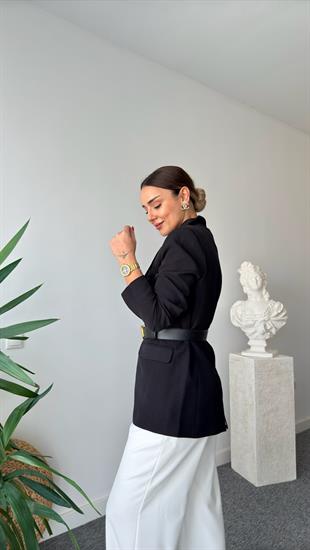 Siyah Tek Düğme Blazer Ceket