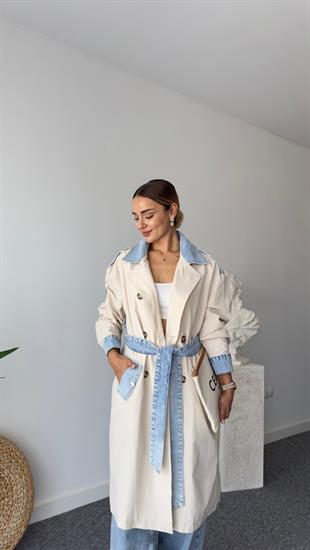 Fidel Kot Detaylı Bej Trençkot