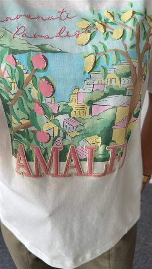 Amalfi Baskılı Beyaz Tshirt