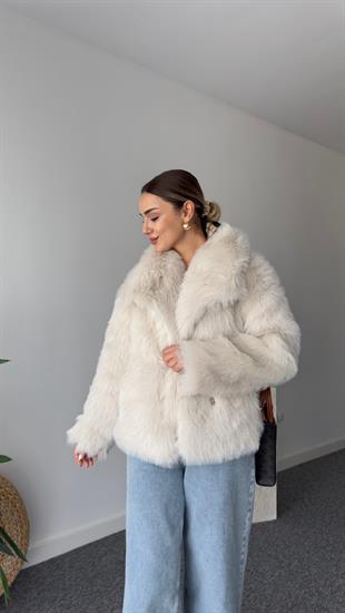 Sten Premıum Ekru Kürk Kaban