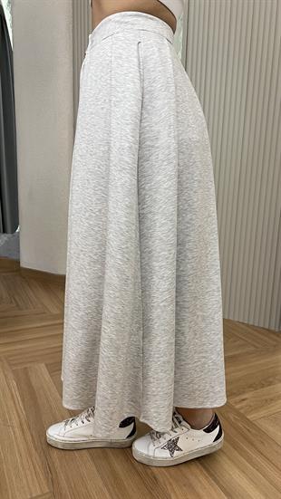 Jette Çift Fermuarlı Premium Gri Modal Etek