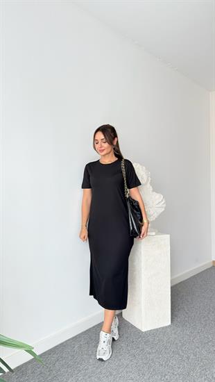 Siyah Muta Basic Modal Elbise 
