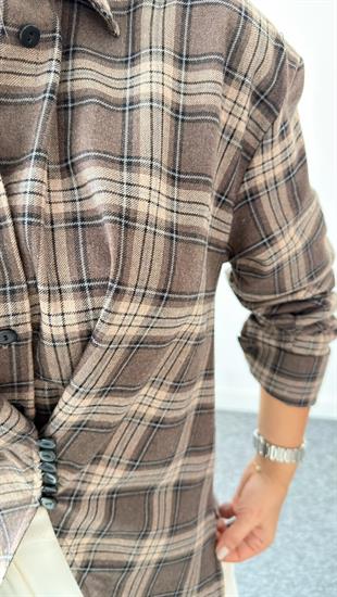 Kahve Neu Tasarım Ekose Gömlek