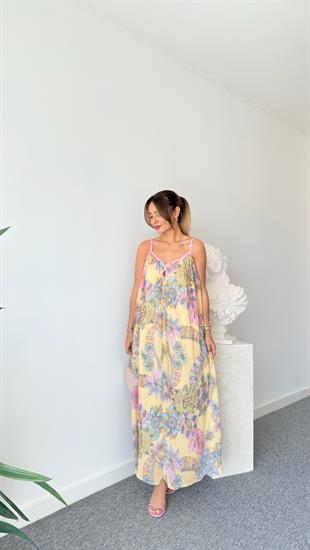 Zra Model Pembe Biyeli Çiçek Desenli Elbise 