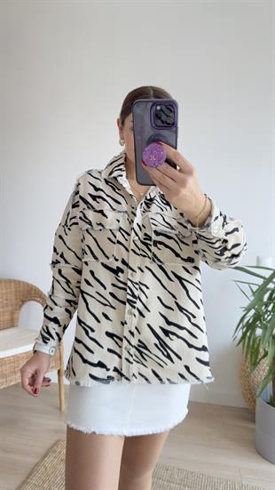 Viva Sırtı İşlemeli Zebra Desenli Ceket