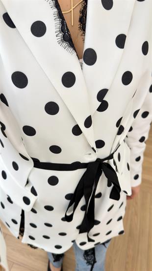 Puantiyeli Dantel Detaylı Marka Model Blazer Ceket