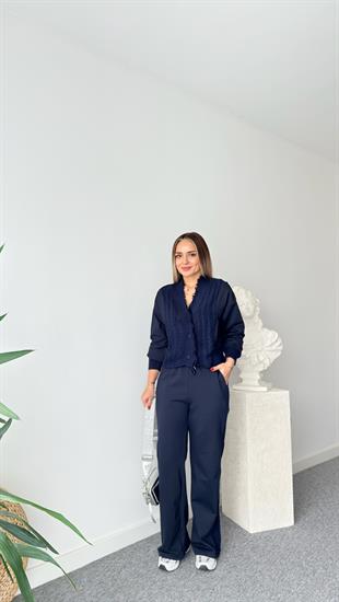 Tws Model Triko Garnili Hırka Pantolon Takım