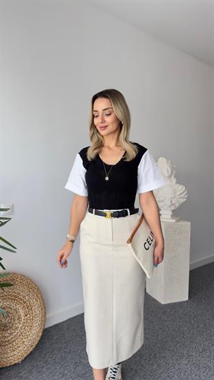 Kollar Poplin Detay Siyah Orj Model Bluz