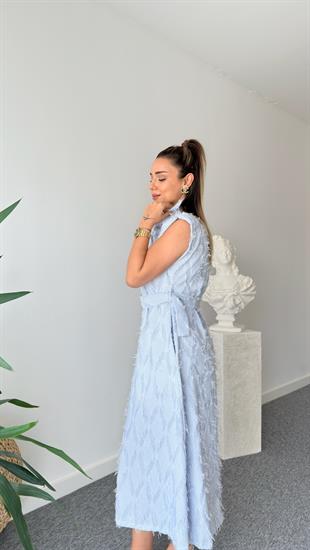 Maria Vatkalı Püsküllü Gömlek Elbise 