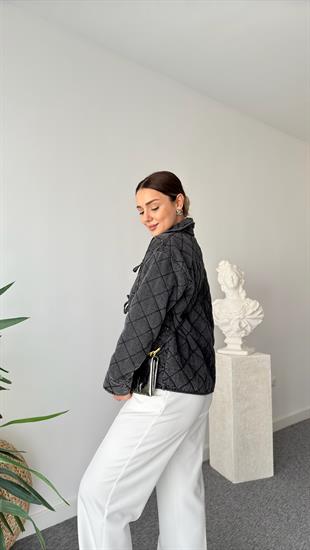 Zra Model Taş Detaylı Kapitone Jean Ceket