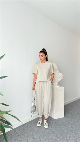 Premium Modal Taş Şalvar Pantolon Takım