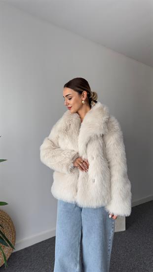 Sten Premıum Ekru Kürk Kaban