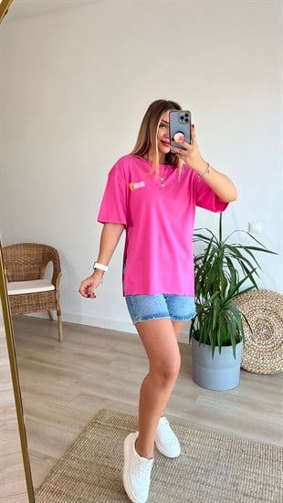 Sırtı Tweety Baskılı Pembe Tshirt