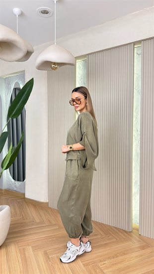 Yeşil Volia Tensel Bluz Pantolon Takım