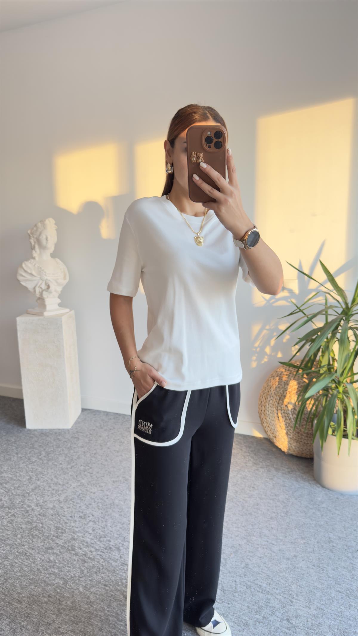 Beyaz Pamuklu Basic Massi Tshirt