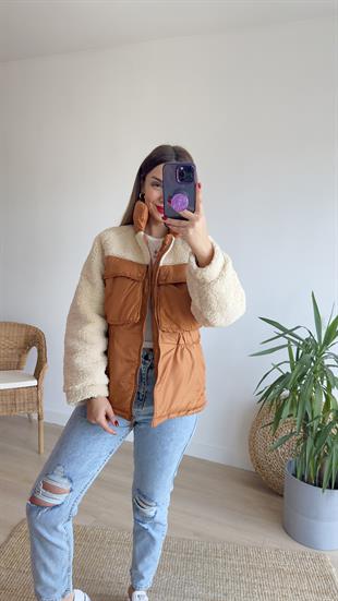 Peluş Detaylı Şişme Mont