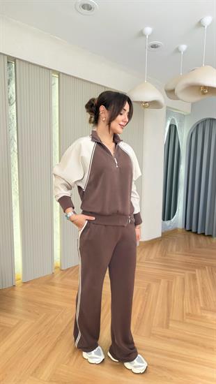 Kahve Nelia Paraşüt Detaylı Modal Takım